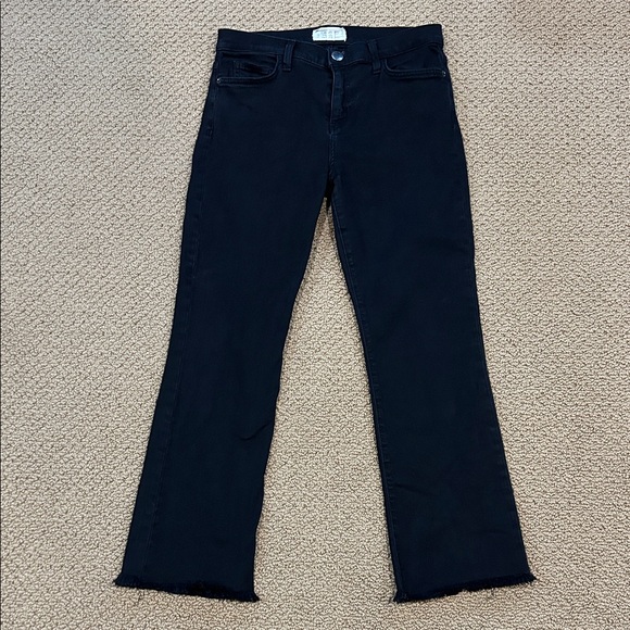 Current/Elliott Denim - Current Elliott The High Waist Flare Jeans size 28 Black Distressed Frayed Hem